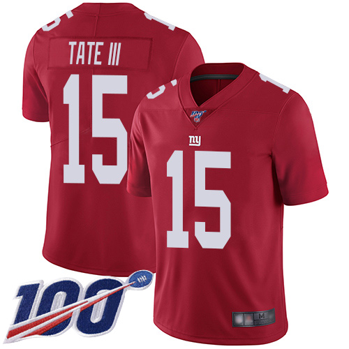 Men New York Giants #15 Golden Tate III Red Limited Red Inverted Legend 100th Season Football NFL Jersey